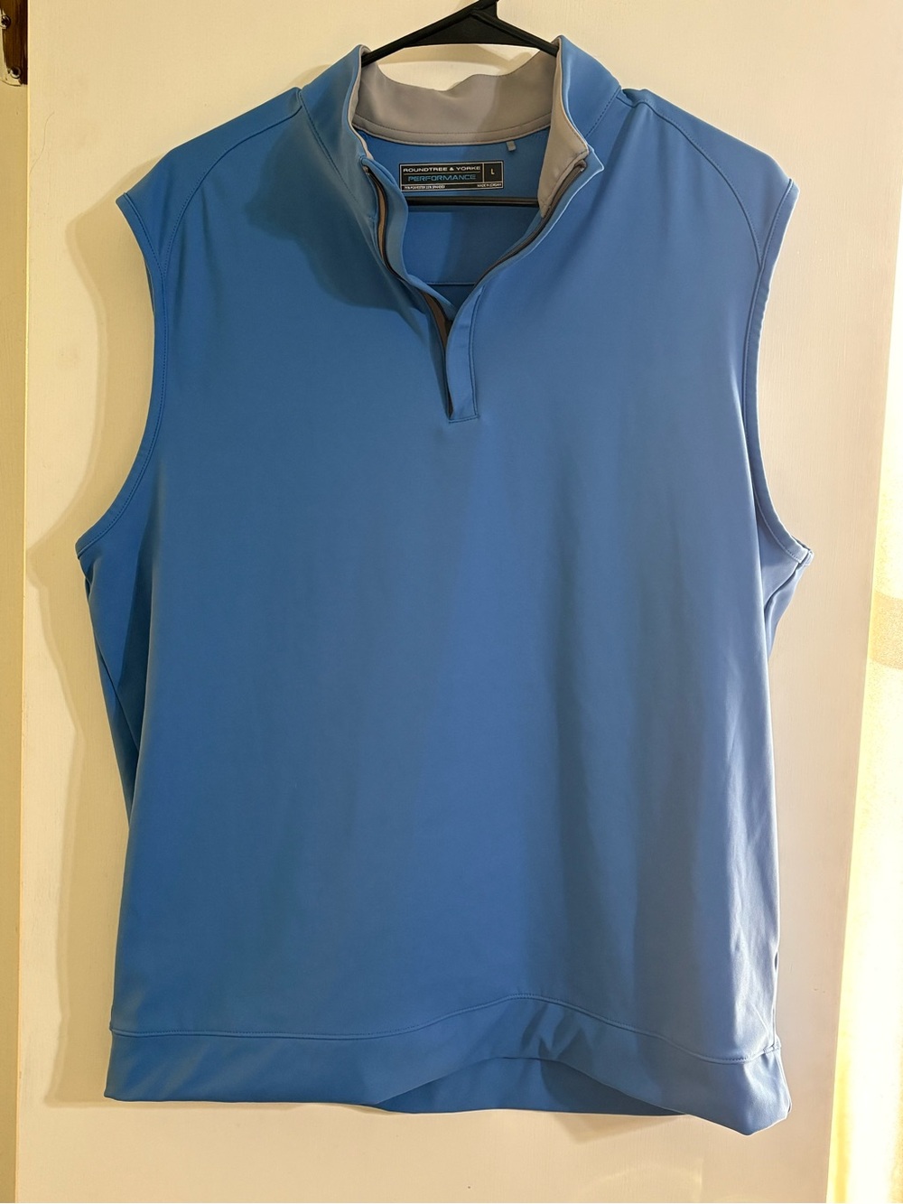 Roundtree & Yorke Performance Men's Large Blue Quarter Zip Golf Vest Pullover